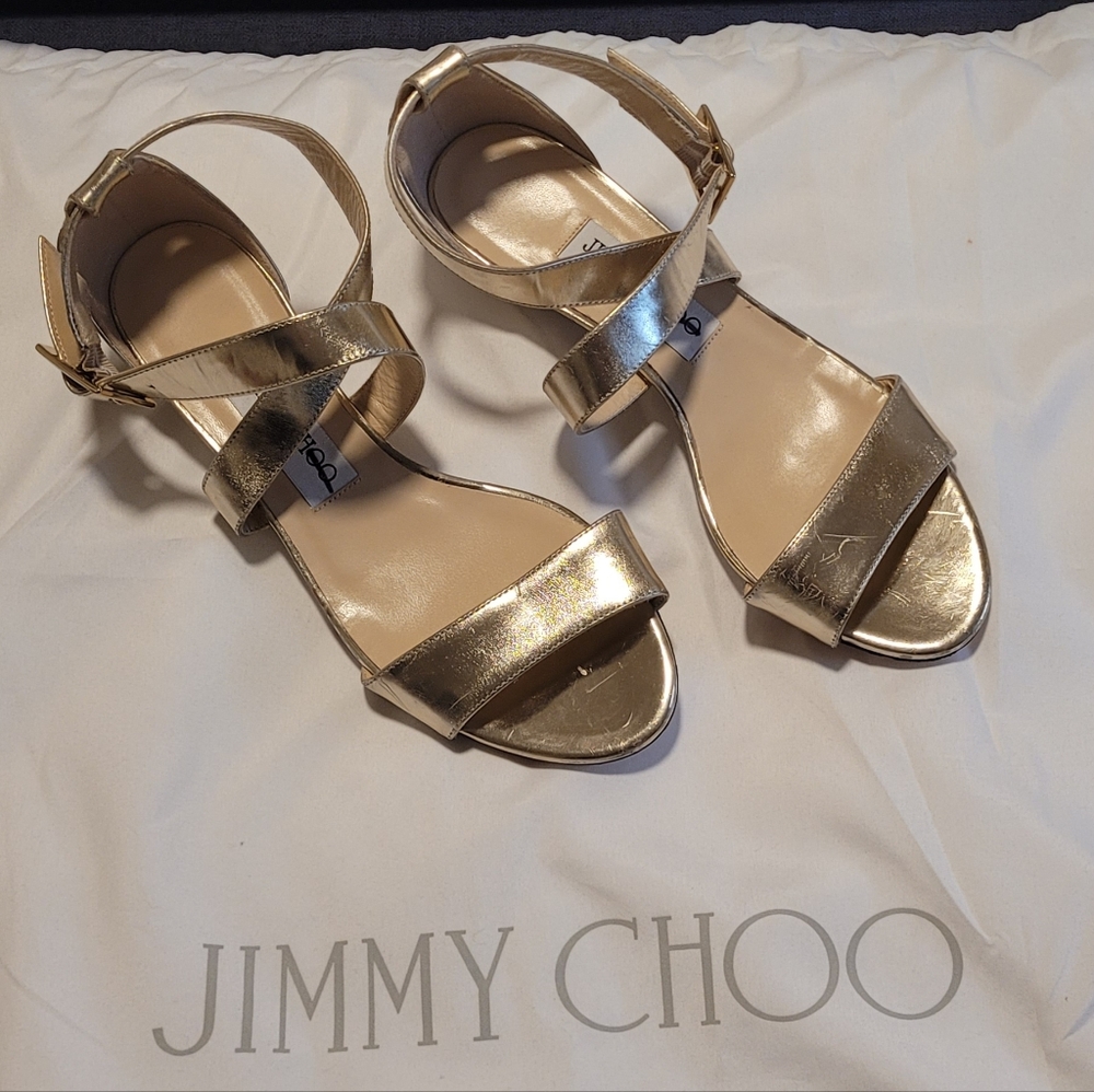 Jimmy Choo Metallic Gold Sandals